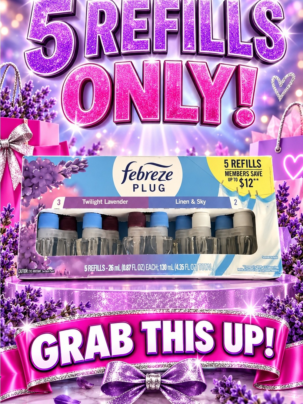 Freeze Febreze Plug Refill Pack - Purple, Blue, White